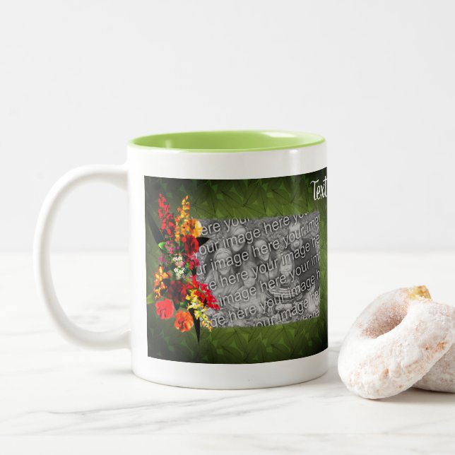 Taza Bicolor Fotografía personalizada del marco para Bouquet de (Con donut)