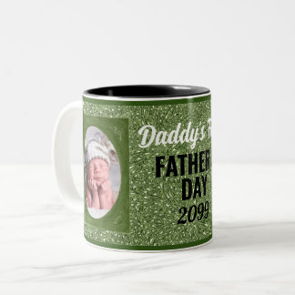 Taza Bicolor Fotografía verde del primer Día del Padre de papá