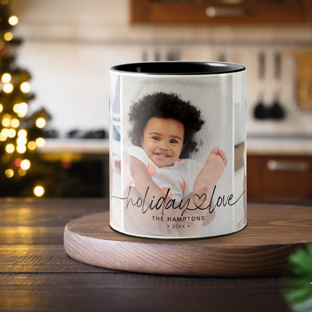 Taza Bicolor Fotos de Calligraphy Holiday Love 3 (Calligraphy Holiday Love 3 Photos Two-Tone Coffee Mug)