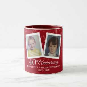 Taza Bicolor Fotos de la infancia del 40 aniversario de bodas d