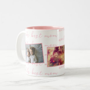 Taza Bicolor Fotos personalizadas rosa de la mejor mamá del mun
