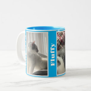 Taza Bicolor Fotos y nombres de mascotas de color azul claro