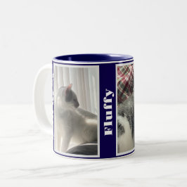 Taza Bicolor Fotos y nombres de mascotas en azul marino 