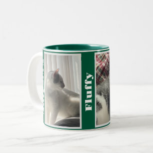 Taza Bicolor Fotos y nombres de mascotas en verde cazador 
