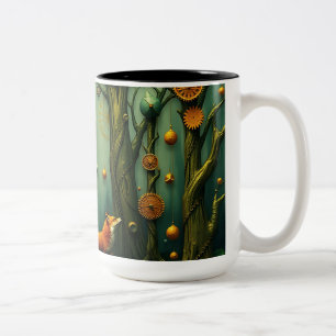 Taza Bicolor Fox en el bosque de relojes