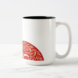 Taza Bicolor Fox nórdica con patrones de hojas