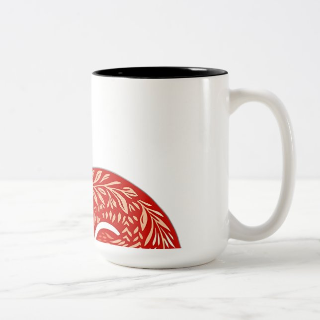 Taza Bicolor Fox nórdica con patrones de hojas (Derecha)