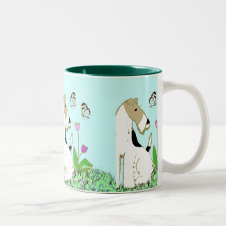 Taza Bicolor Fox terrier y mariposas del alambre