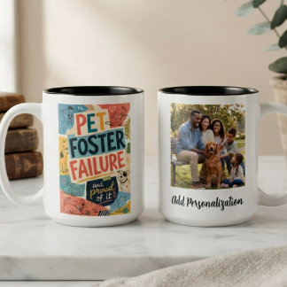 Taza Bicolor Fracaso de acogida de mascotas colorido retro