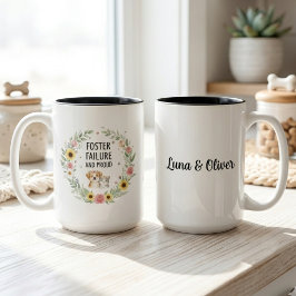 Taza Bicolor Fracaso de Hogar y Orgulloso Cachorro Floral Gatit