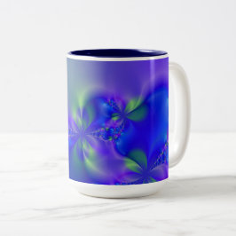 Taza Bicolor Fractal 44 (azul, verde y púrpura)