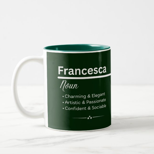 Taza Bicolor Francesca Personalized Name Coffee Mug (Izquierda)