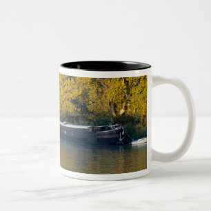 Taza Bicolor Francia, río Ródano, cerca de Aviñón, barcaza a lo