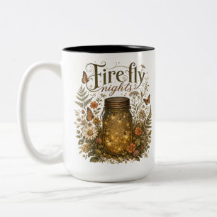 Taza Bicolor Frasco de Mason Antiguo con Luciérnagas Brillantes
