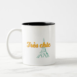 Taza Bicolor Frase de palabra francesa vintage de tres Modas