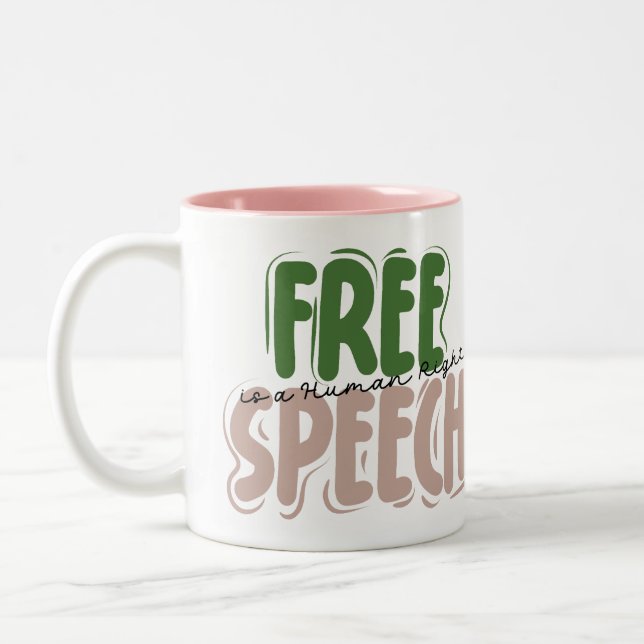 Taza Bicolor Free Speech Is a Human Right Mug (Izquierda)