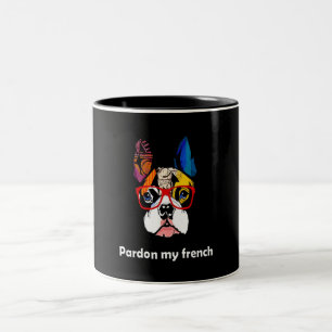 Taza Bicolor Frenchie Gift Perdonar mi perro toro francés col