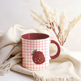 Taza Bicolor Fresa Amor Dulce – Trío Mínimo de Bayas en Rojo