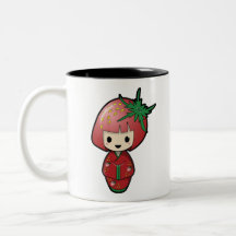 Fresa Kokeshi Mug de dos tonos