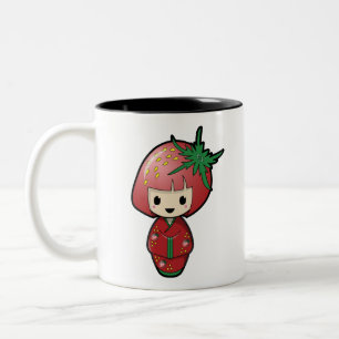 Taza Bicolor Fresa Kokeshi Mug de dos tonos