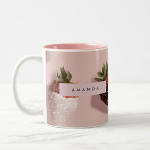 Taza Bicolor Fresa personalizada de color rosa-crema de chocola