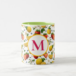 Taza Bicolor Fresa y limón Blossom Mug con monograma