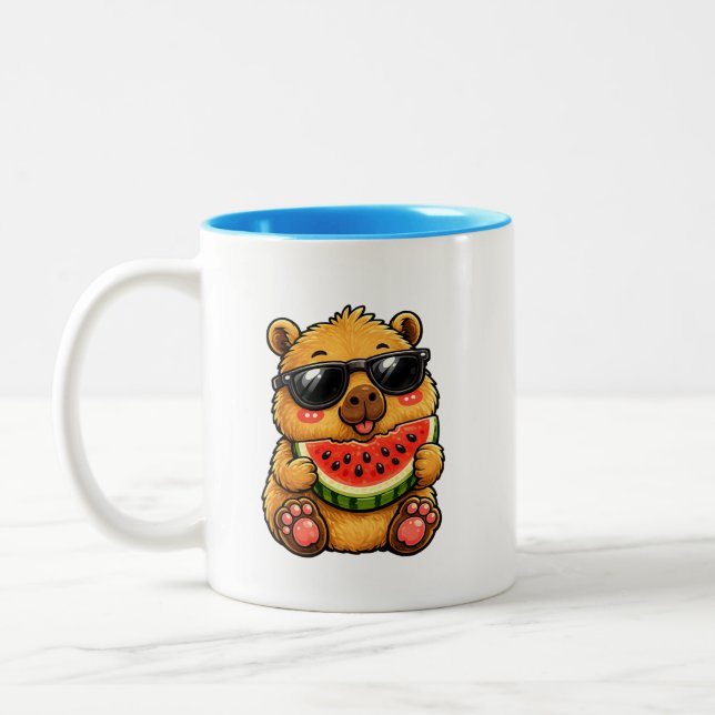 Taza Bicolor Fresco Capybara Sandía Verano (Izquierda)