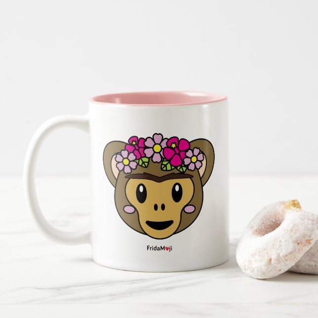 Taza Bicolor Frida Kahlo el | FridaMoji - mono (Con donut)