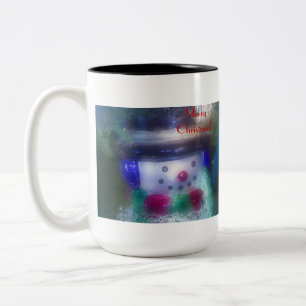 Taza Bicolor Frosty Snowman Feliz Navidad