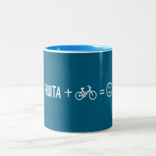 Taza Bicolor Fruita Colorado Plus Bikes te hace feliz