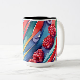 Taza Bicolor Frutas de baya y rayas frescas y coloridas