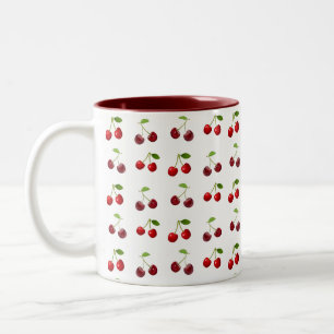 Taza Bicolor Frutas de cereza sobre blanco