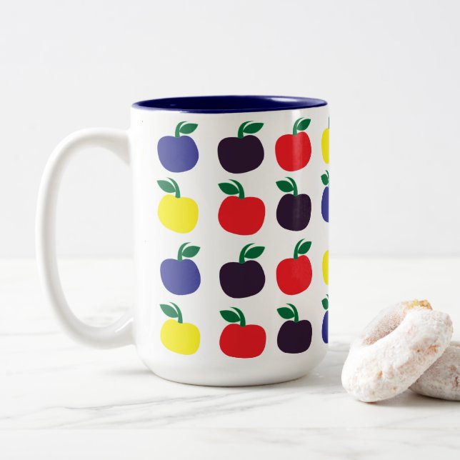 Taza Bicolor Frutas de manzanas coloridas (Con donut)