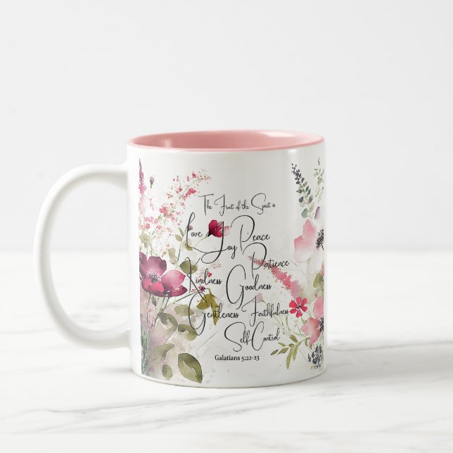 Taza Bicolor Fruto del Espíritu floral rosa (Izquierda)