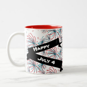 Taza Bicolor Fuegos Artificiales Estrellas de Doodles 4 de Juli