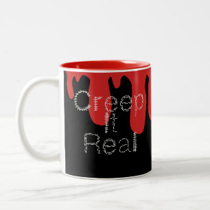 Taza Bicolor Fuente dibujada a mano Creep it Real Sangre Hallow