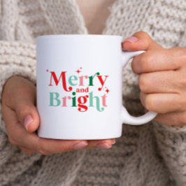 Taza Bicolor fuente moderna rosa roja navidad alegre y brillant