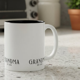 Taza Bicolor Fuente Negrita Moderna Abuela Establecida 