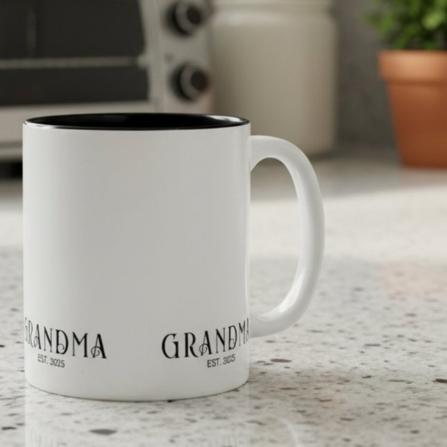 Taza Bicolor Fuente Negrita Moderna Abuela Establecida  (Subido por el creador)