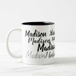 Taza Bicolor Fuentes Negras Tu Nombre Personalizado
