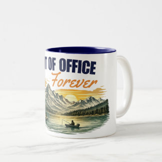 Taza Bicolor Fuera de la Oficina Diseño de Montaña de Pesca par