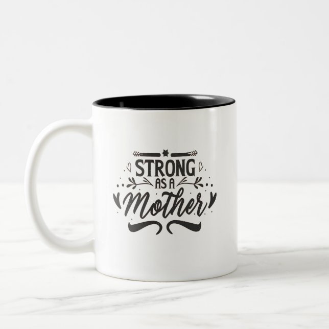 Taza Bicolor Fuerte como madre escritura negra moderna (Izquierda)