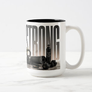 Taza Bicolor Fuerte Gráfico Editorial de Fitness de Lujo