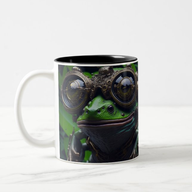 Taza Bicolor Fun AI Fantasy Frog con cristales Mug (Izquierda)