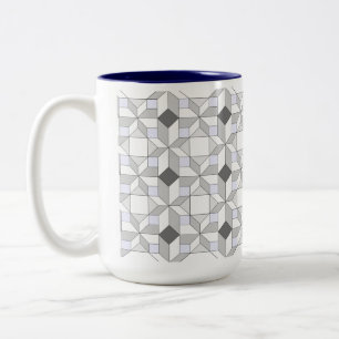 Taza Bicolor Fun Quilt Pattern Coffee Mug