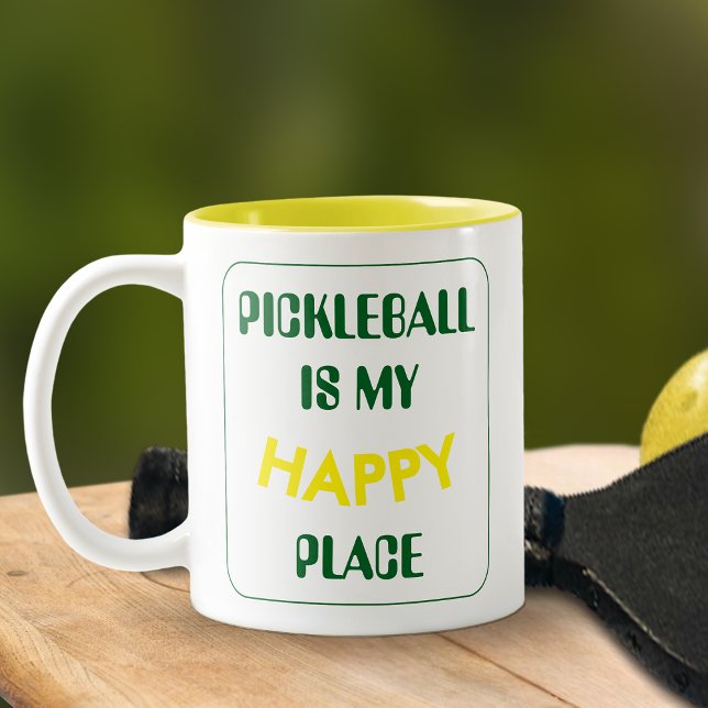 Taza Bicolor Fun Retro Pickleball Es Mi Lugar Feliz (Pickleball is my happy place mug)