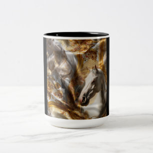 Taza Bicolor Funda de Edredón con Majestuoso Caballo Blanco 