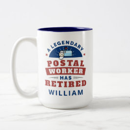 Taza Bicolor Fundidad de retiro de Mailman, trabajador postal r