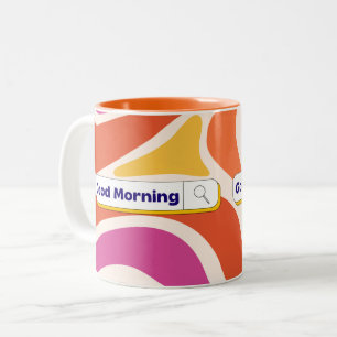 Taza Bicolor Funky Retro Wave Pattern Good Morning Search Bar M