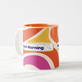 Taza Bicolor Funky Retro Wave Pattern Good Morning Search Bar M